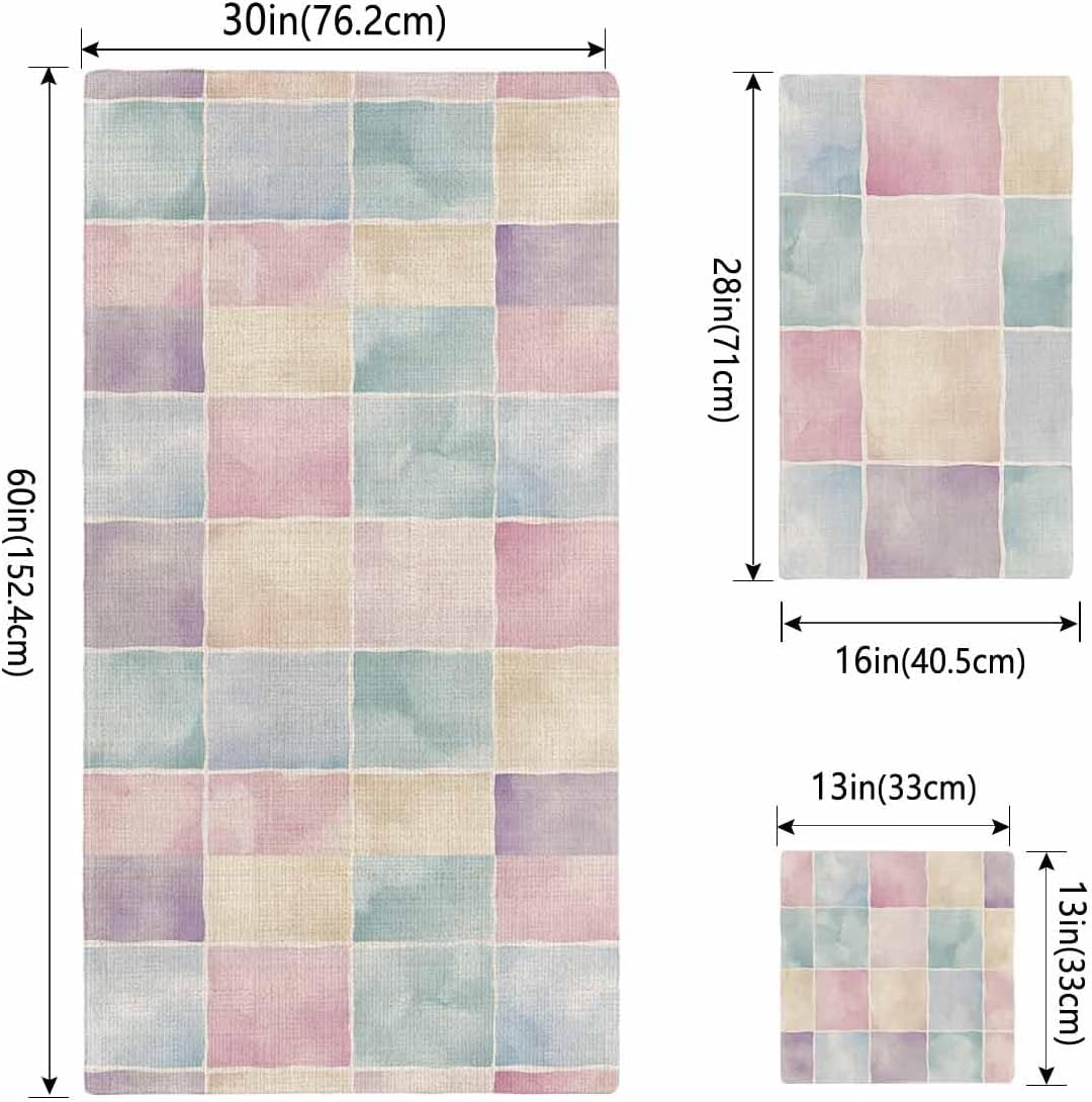 Shine-Home Pink Checkered Towel Set for Bathroom
