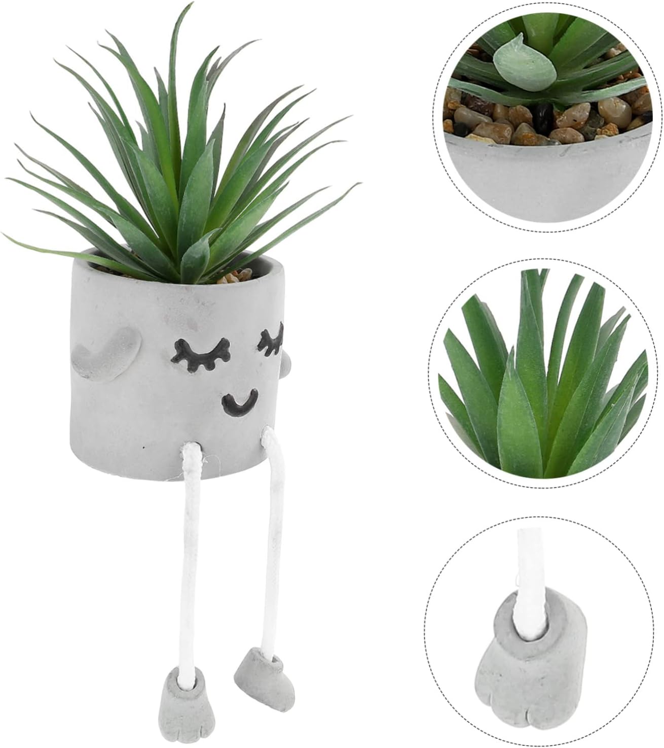 Cute Facial Expression Artificial Succulent Hanging Leg Plant Bonsai