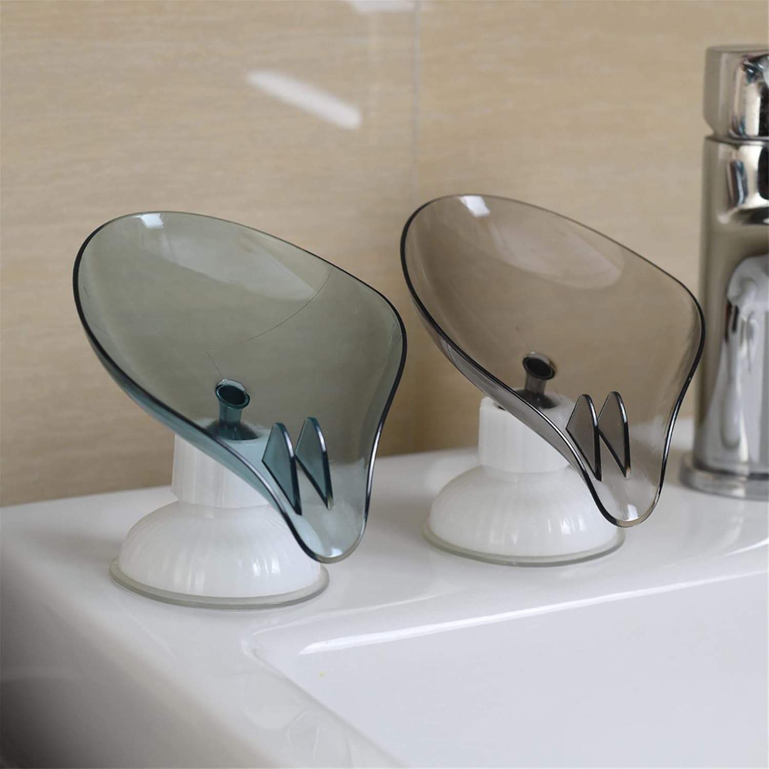 Bulckrew 2PC Leaf Soap Holder Suction Cup Design