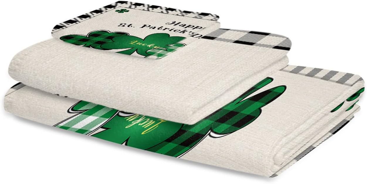 ZOE GARDEN St Patricks Day Towel Set with Shamrock Design