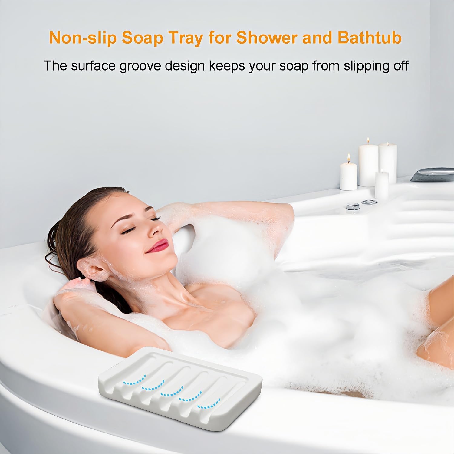 Vonpri Self Draining Soap Dish Ceramic Holder for Shower and Bathroom