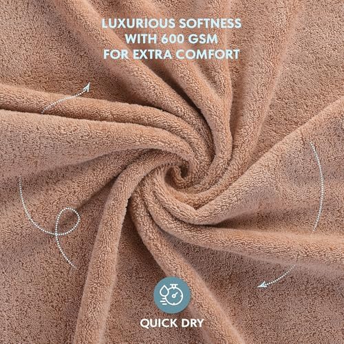 TrendShine Turkish Cotton Towel Set of 6 - Soft Absorbent Bath Towels