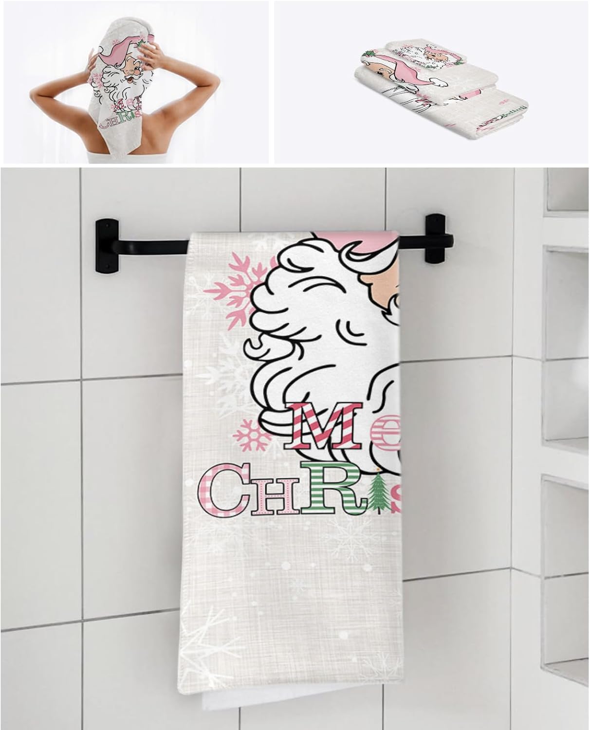Smile Sunflower Christmas Bath Towels Set of 3