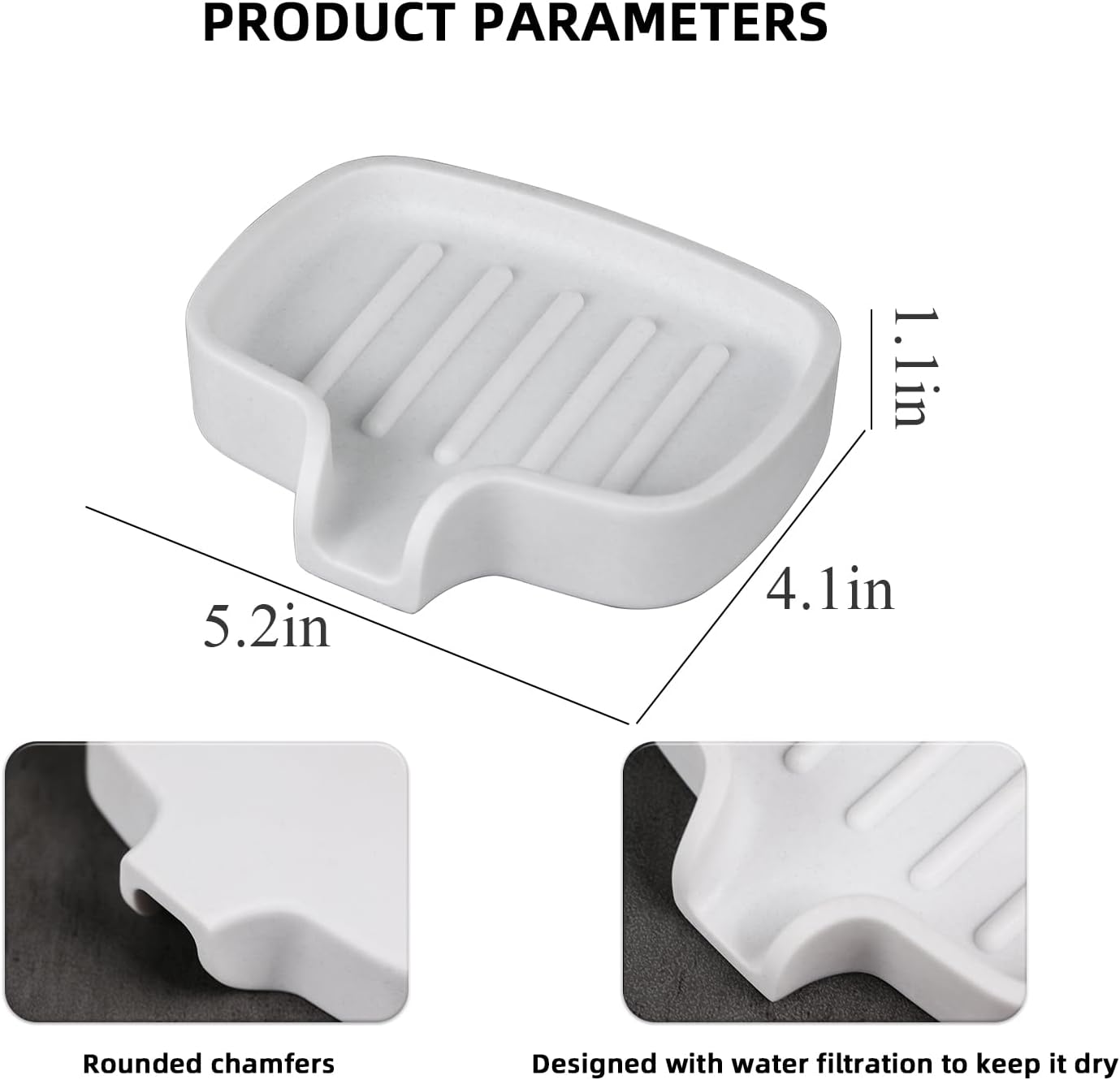 AMIREUX Elegant Marble Soap Dish with Drain Spout