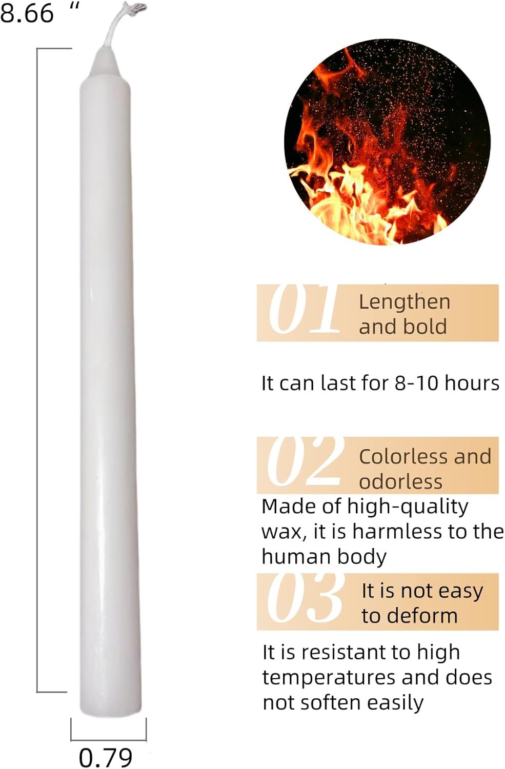 SwandTanpand Taper Candles 866 Tall 10 Pack White