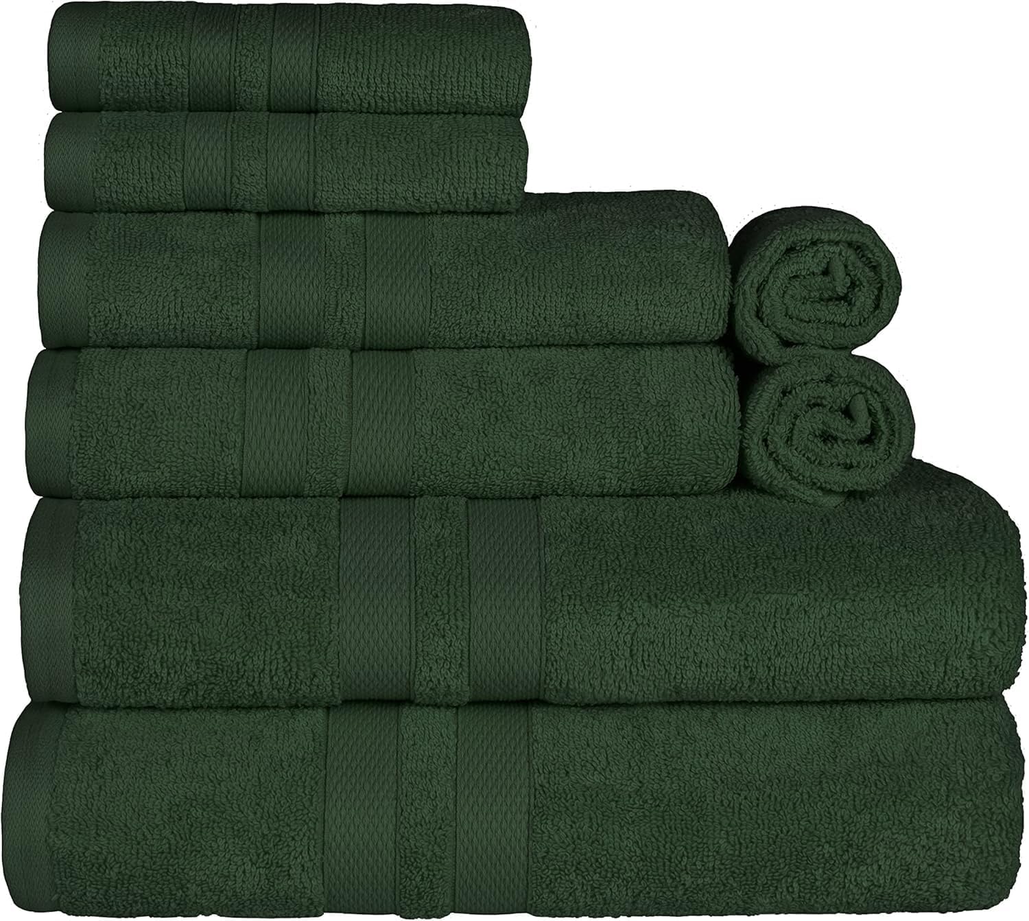 Superior Ultra-Soft 8-Piece Cotton Towel Set - Forest Green 1