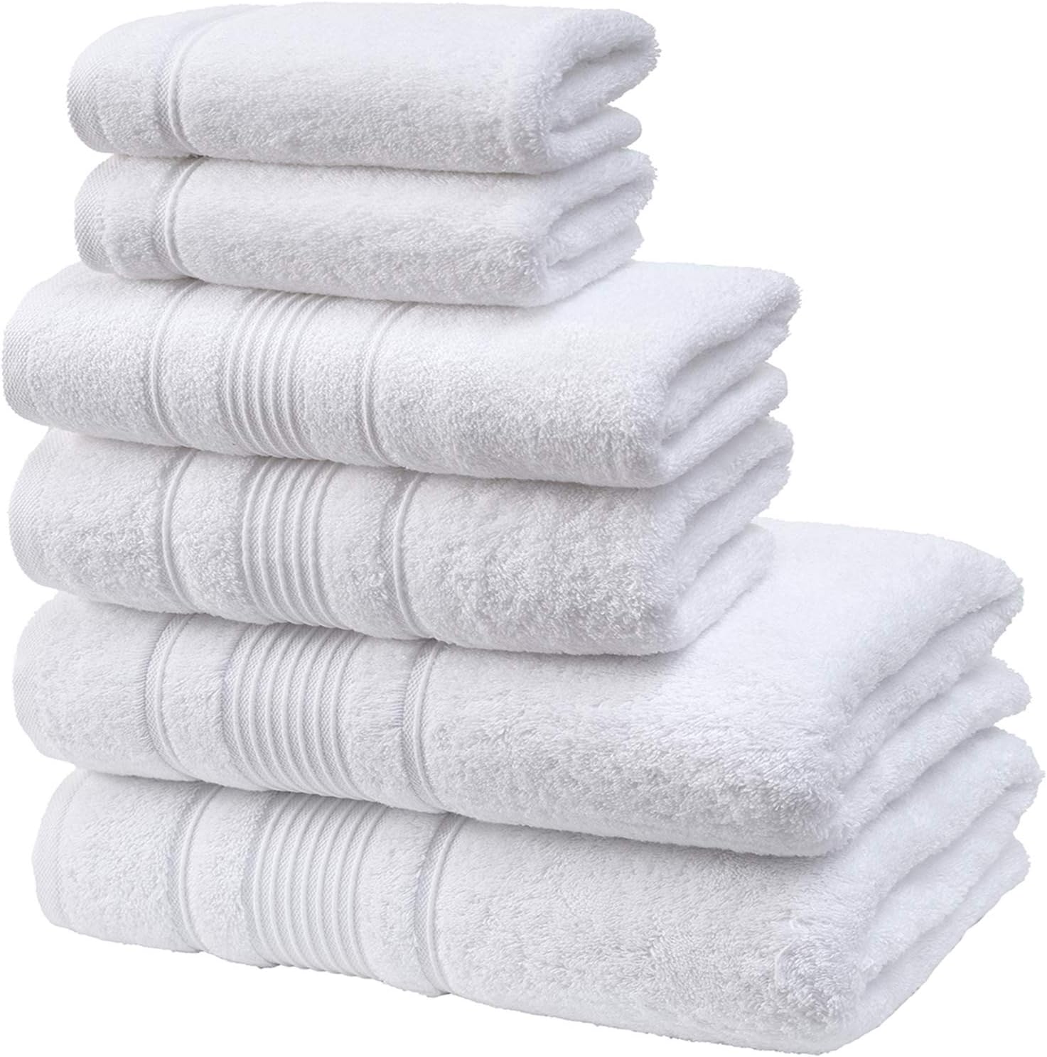 Qute Home 6-Piece Bath Towel Set - White Turkish Cotton