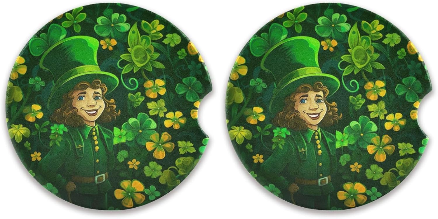 Takiito St Patrick Car Cup Holder Coasters 2 Pack