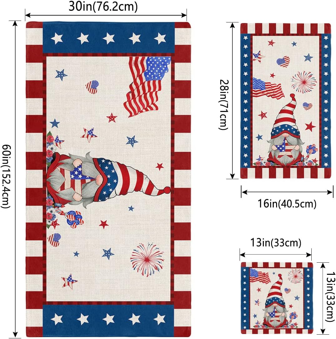 Anzona 4th of July Gnomes 3 Piece Towel Set 1