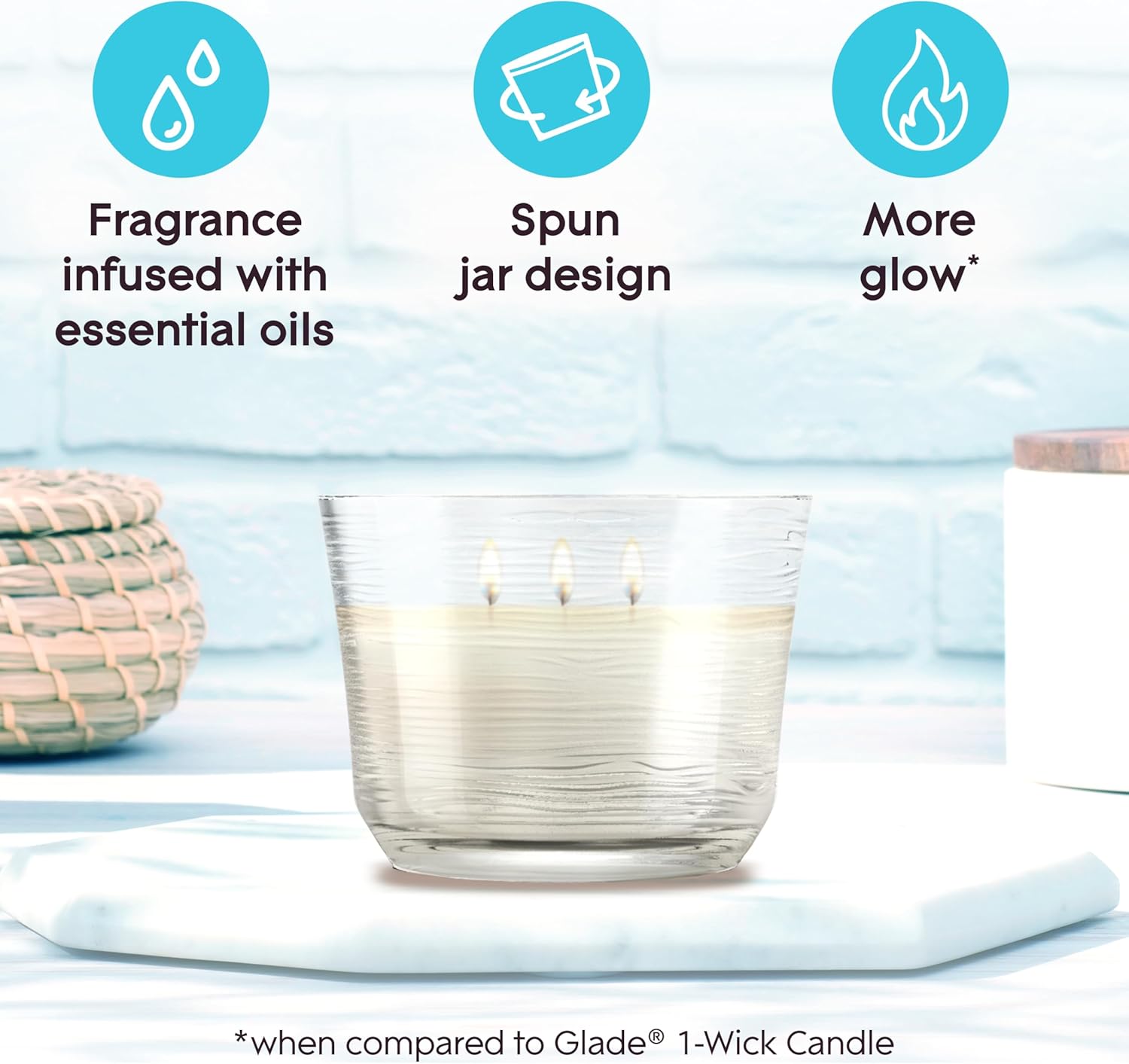 Glade 3-Wick Scented Candle Jar Dewdrop Petals 68 Oz 3 Count