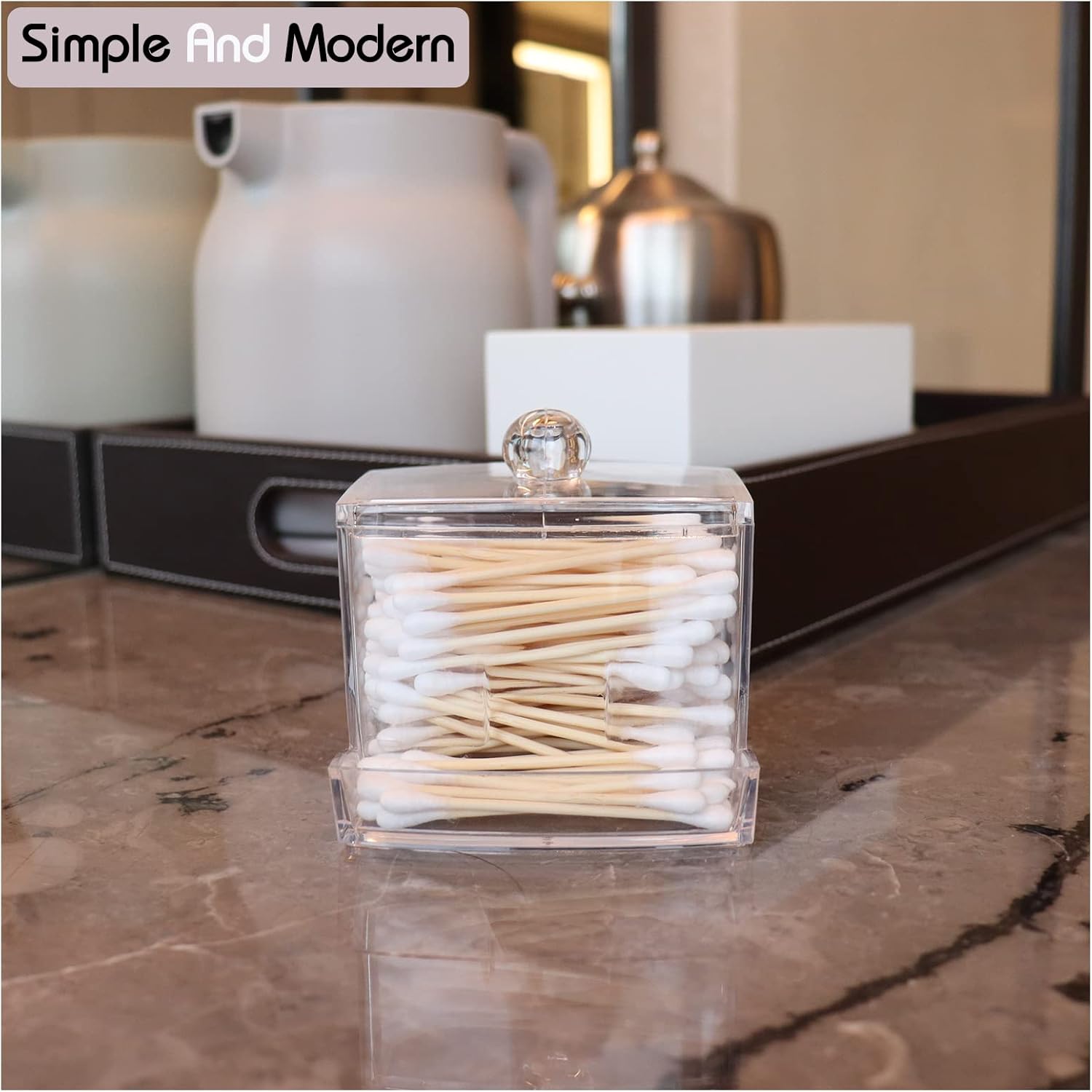 Qihomy Square Cotton Swab Storage Container
