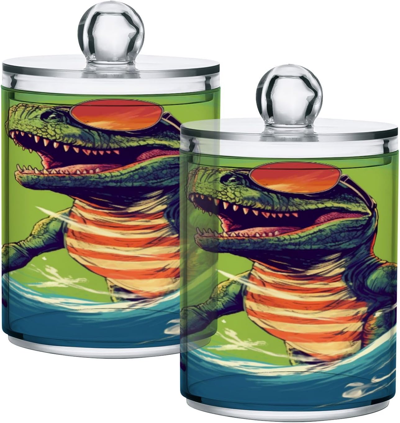 YETTASBIN Dinosaur Clear Storage Jar 2 Pack
