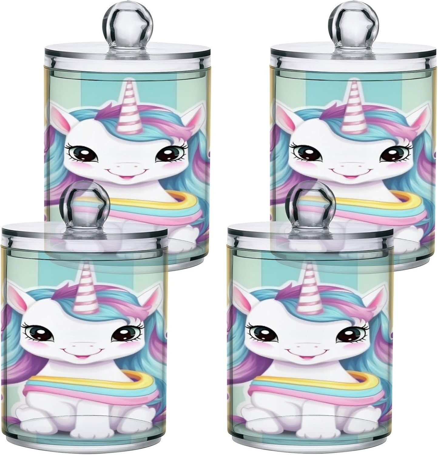 YETTASBIN Clear Storage Jars 2 Pack for Cotton Swabs Bathroom Organization