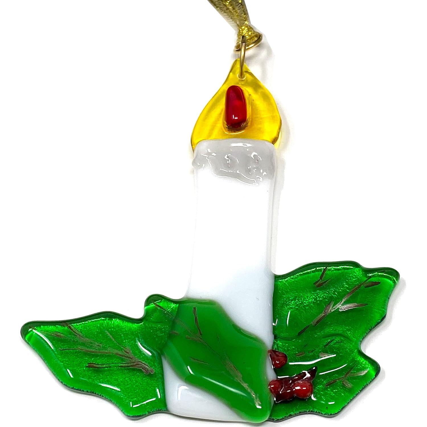 Peace Advent Candle - Frosted Fire Glass Ornament