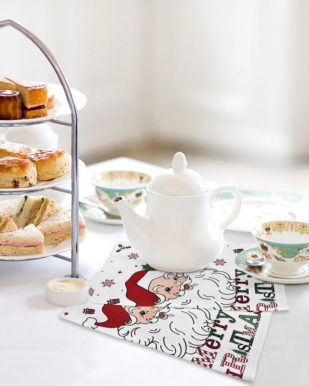 Falaniique Merry Christmas Waffle Towel Set of 2 1