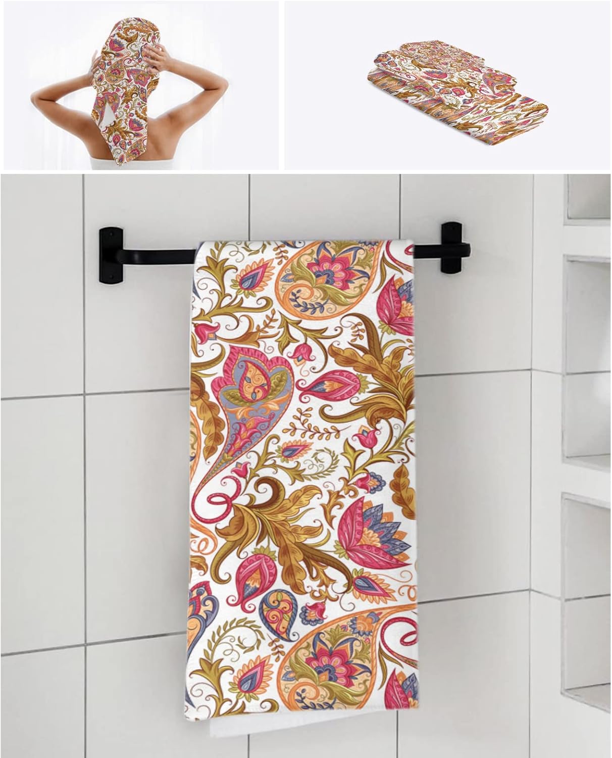 ZOE GARDEN Colorful Paisley Floral Towel Set