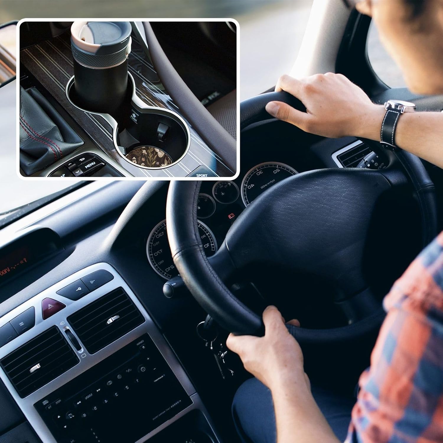 Takiito Garden Flowers Car Cup Holder Coasters 2 Pack 1