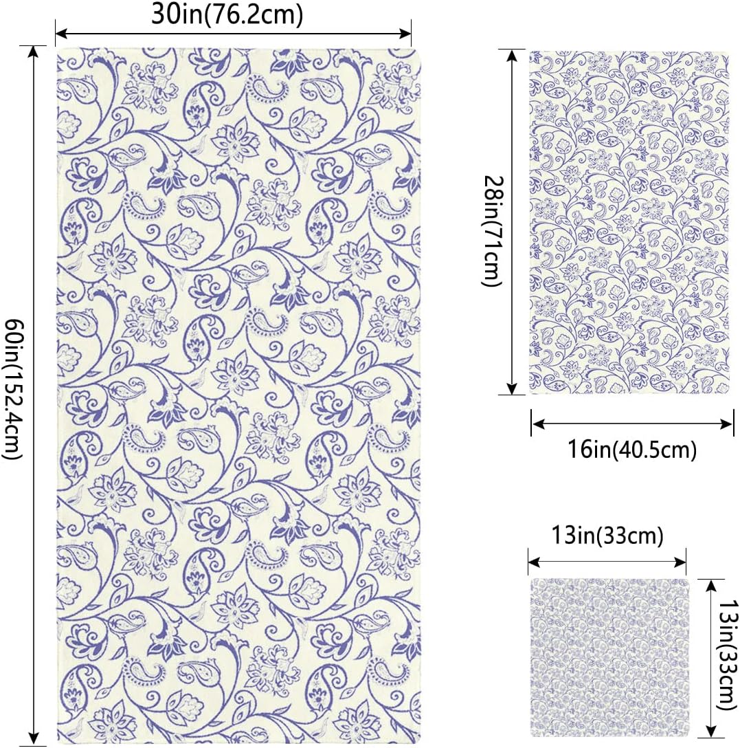 ZOE GARDEN Blue Paisley Towel Set with 3 Pieces