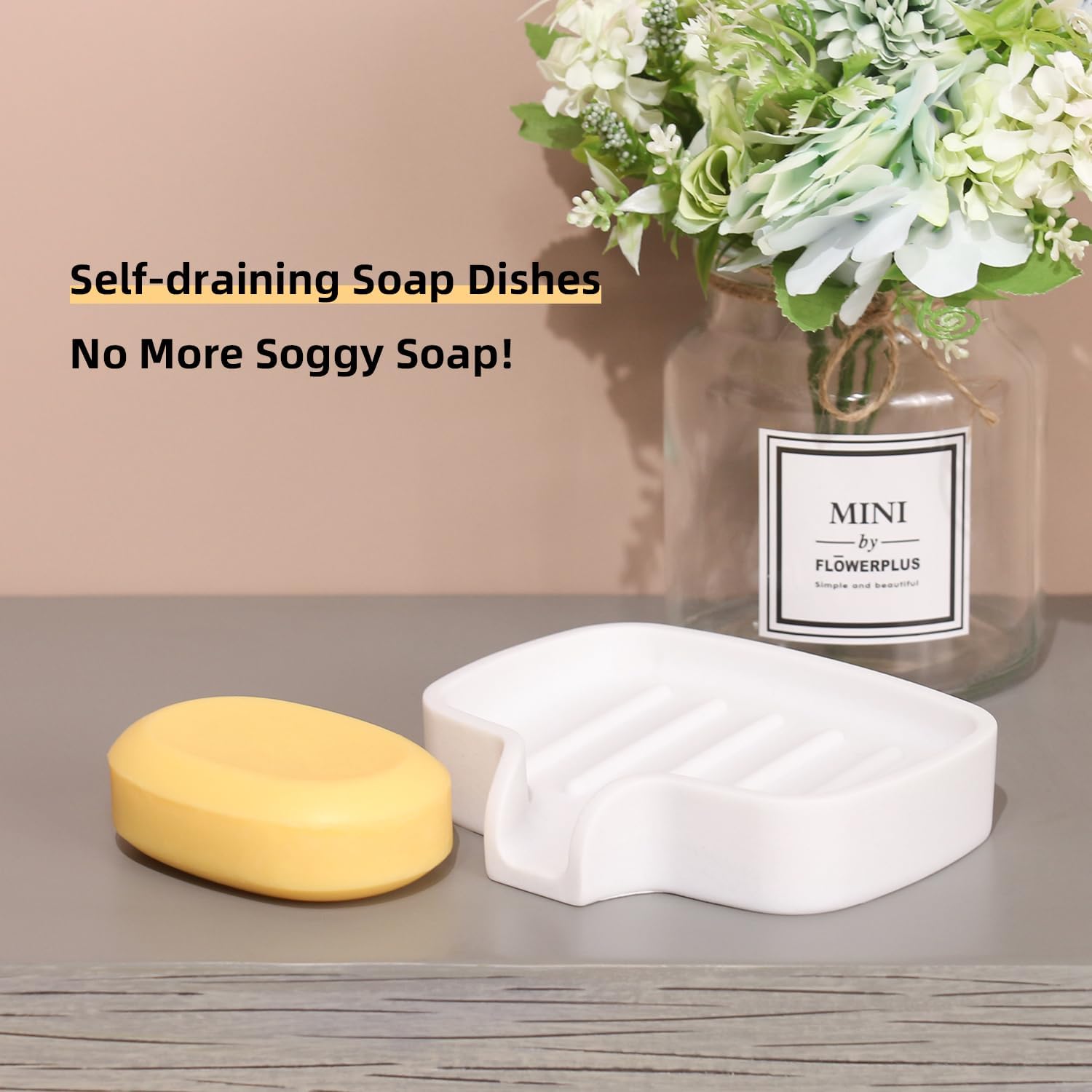 AMIREUX Elegant Marble Soap Dish with Drain Spout