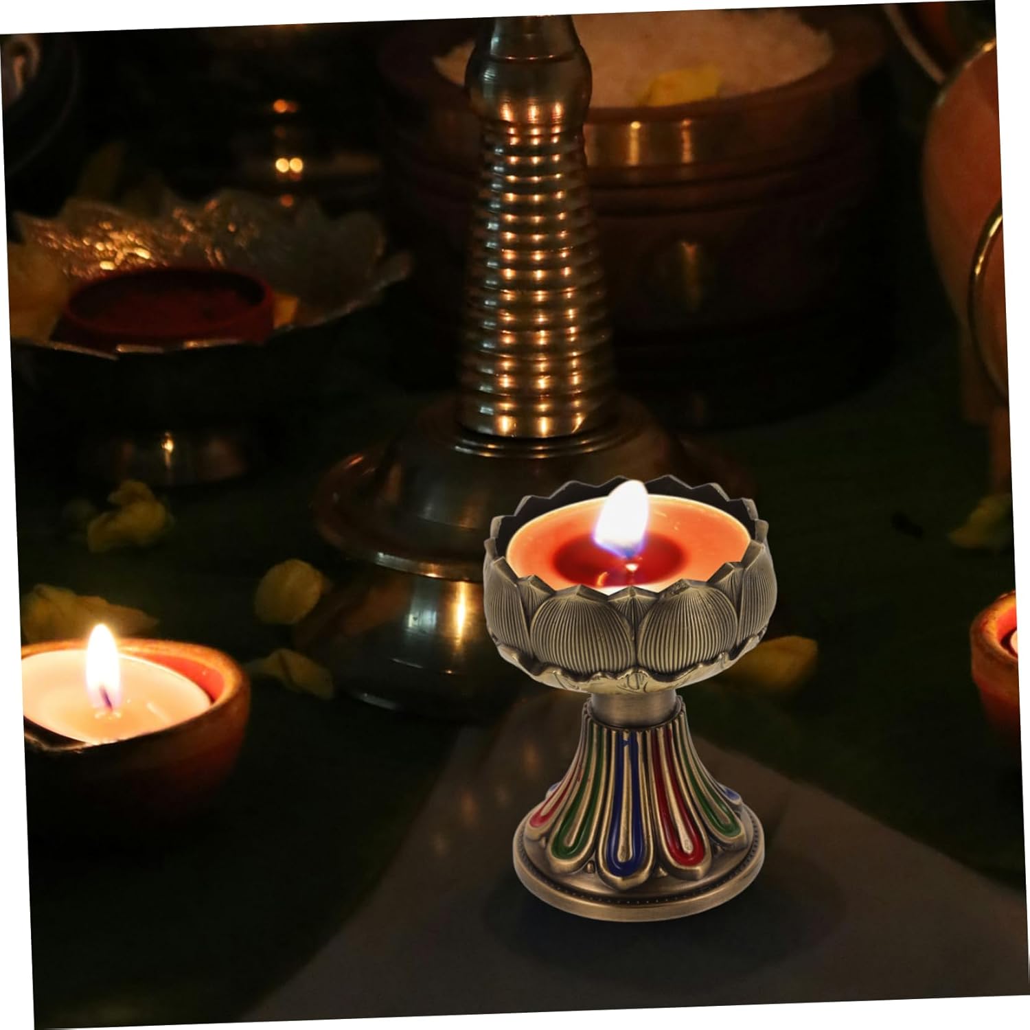NULYLU Buddhist Style Lotus Candle Holder