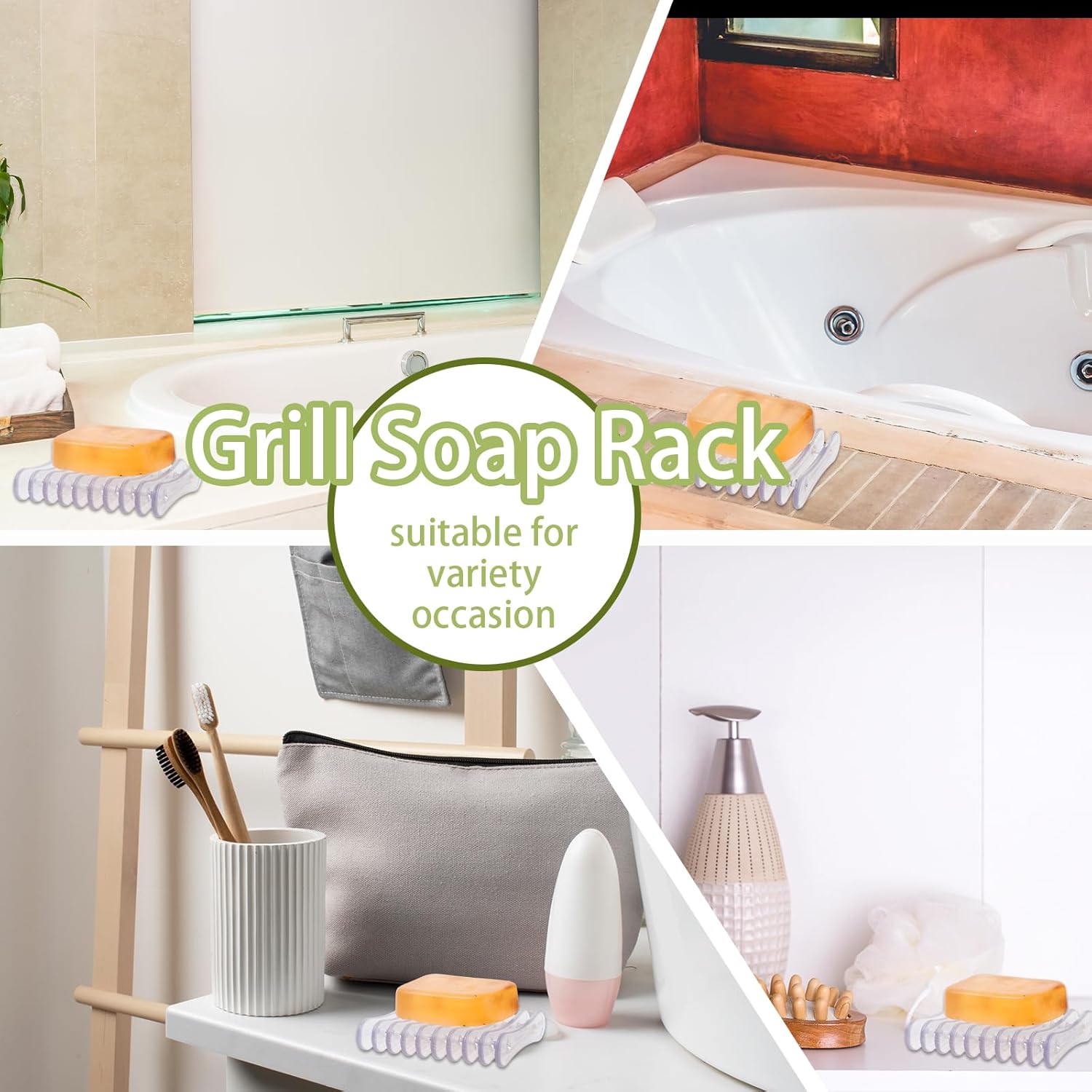 Teaaha 2 Pack Plastic Bar Soap Dish for Shower Kitchen and Bathroom