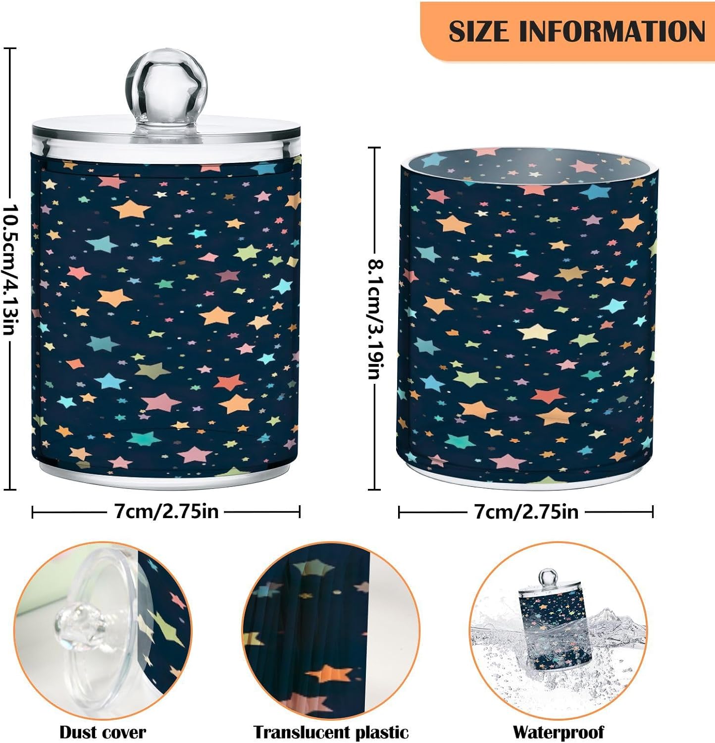 YETTASBIN Star Clear Storage Jars 2 Pack