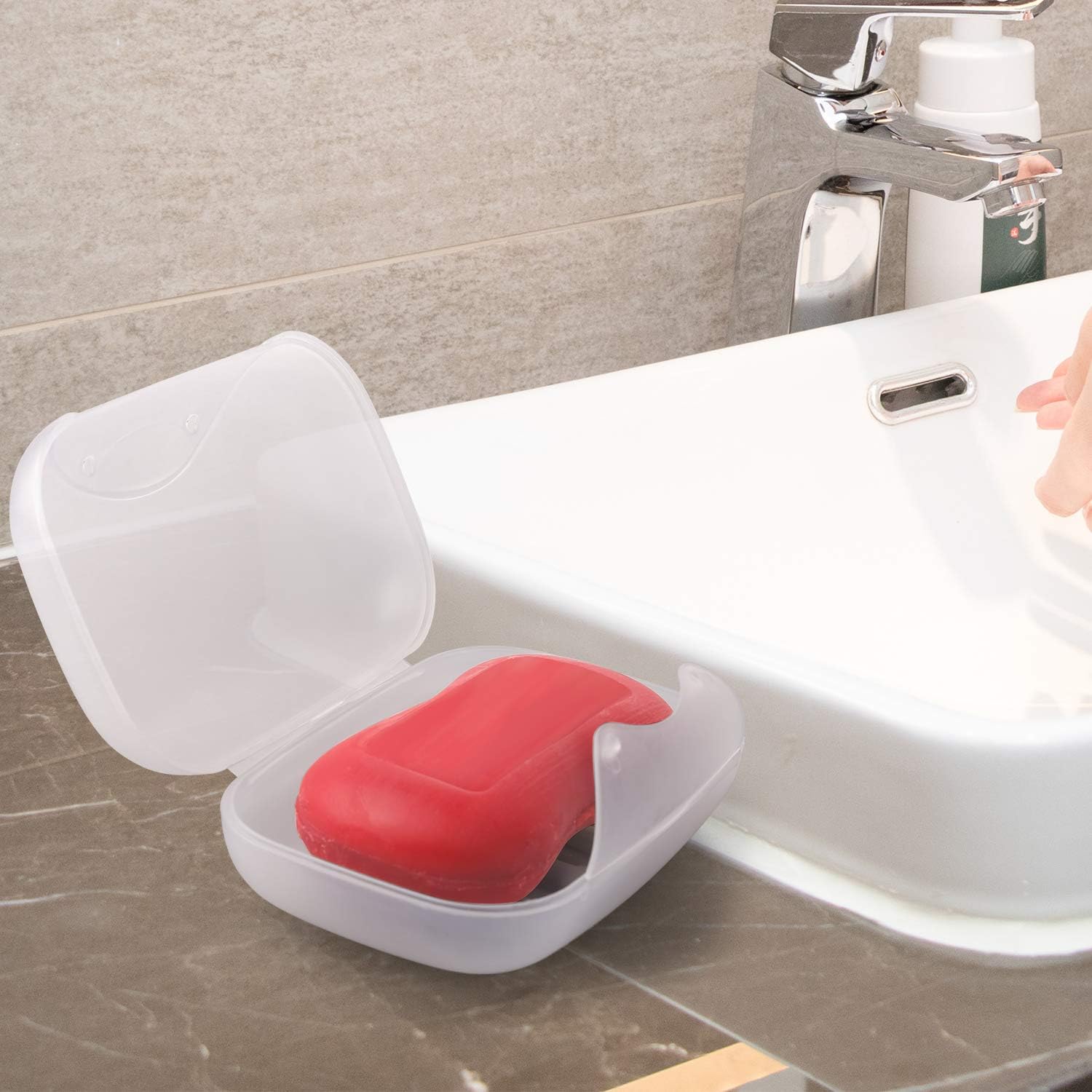Anwenk 2Pack Travel Soap Dish with Foaming Bag and Secure Latch