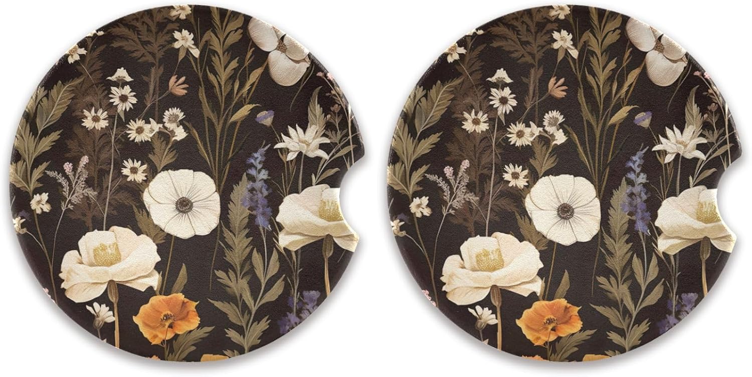 Takiito Garden Flowers Car Cup Holder Coasters 2 Pack 1