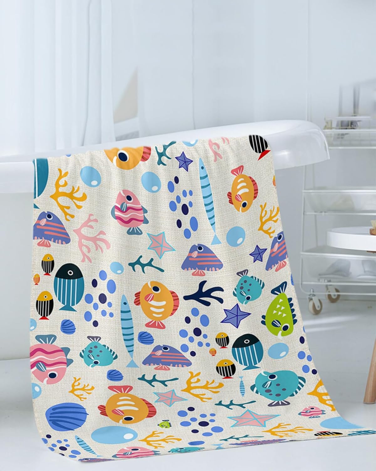 Smile Sunflower 3 Pcs Bath Towel Set - Cute Animal Fish Design