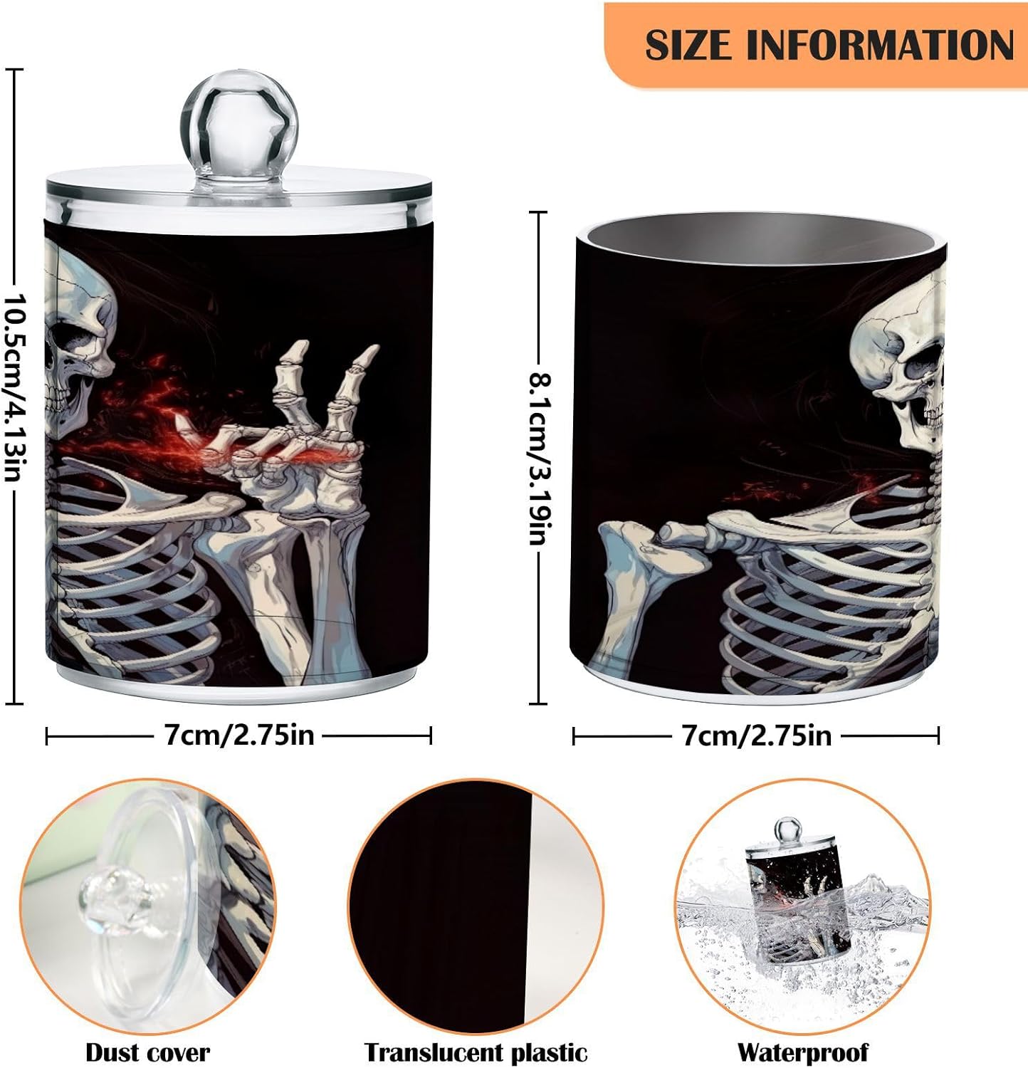 YETTASBIN Skeleton Clear Plastic Apothecary Jars 2 Pack