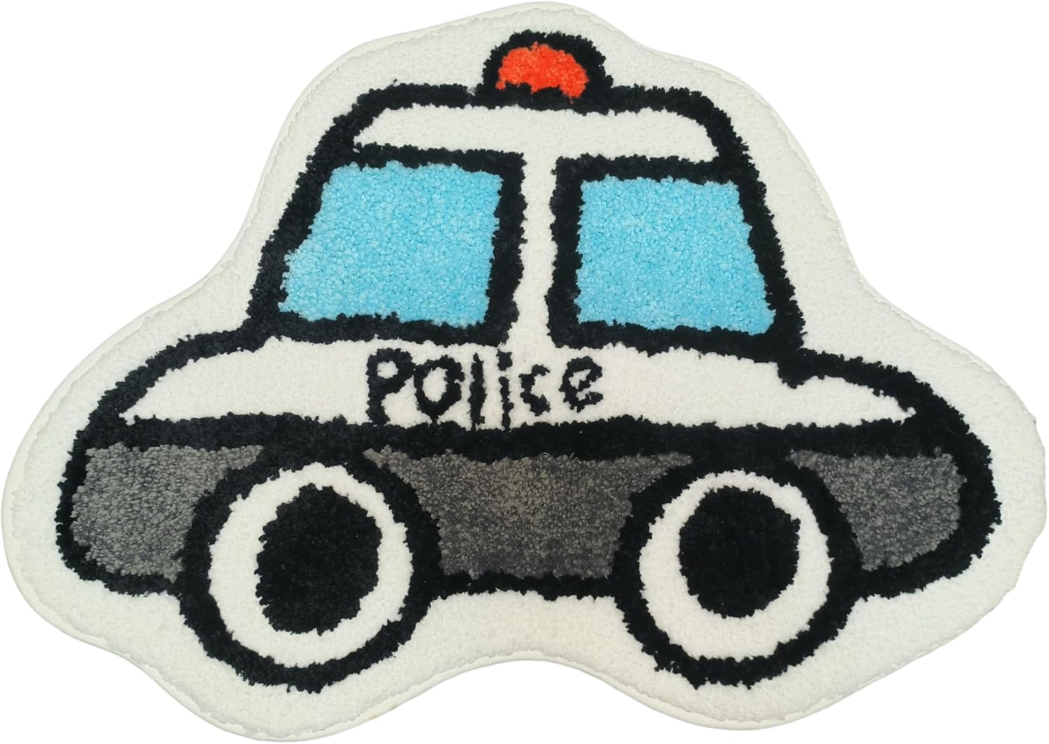 Kids Police Car Rug - 24x16 Inches Non Slip Microfiber