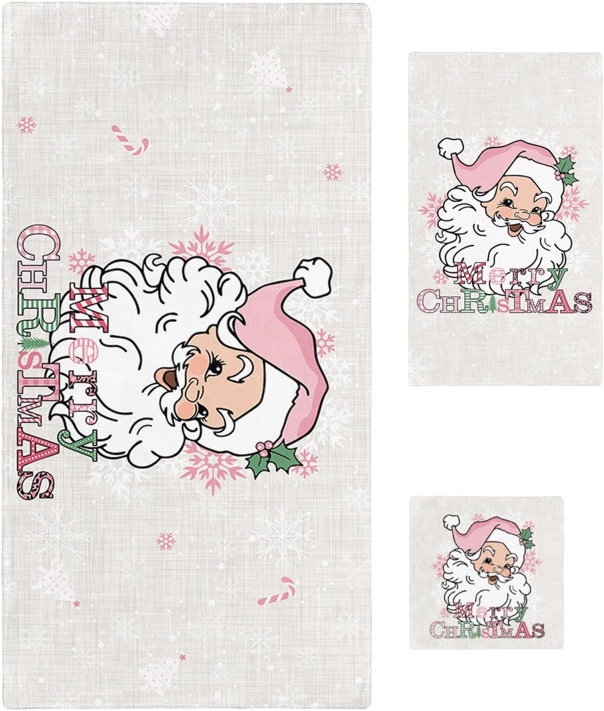 Smile Sunflower Christmas Bath Towels Set of 3