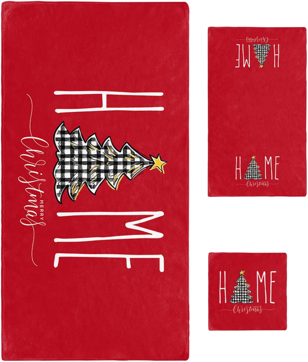 ZOE GARDEN Red Christmas Bathroom Towel Set 1