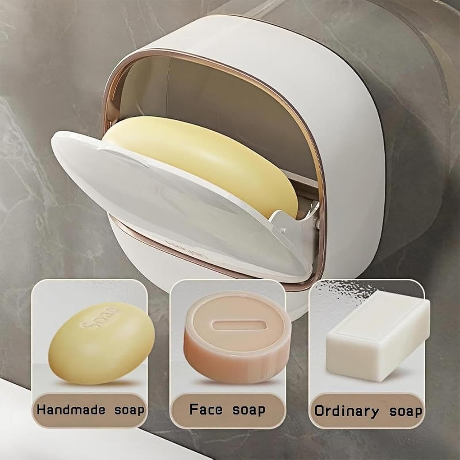 Luxury Soap Holder with Flip Lid and Drain Tray 1
