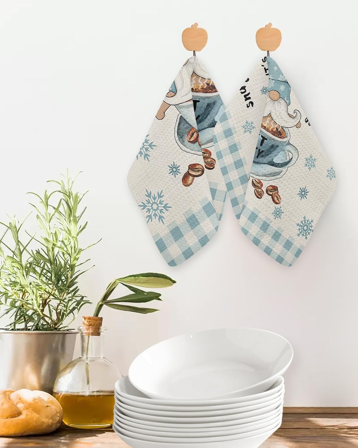 Falaniique Blue Gnomes Waffle Towel Set of 2