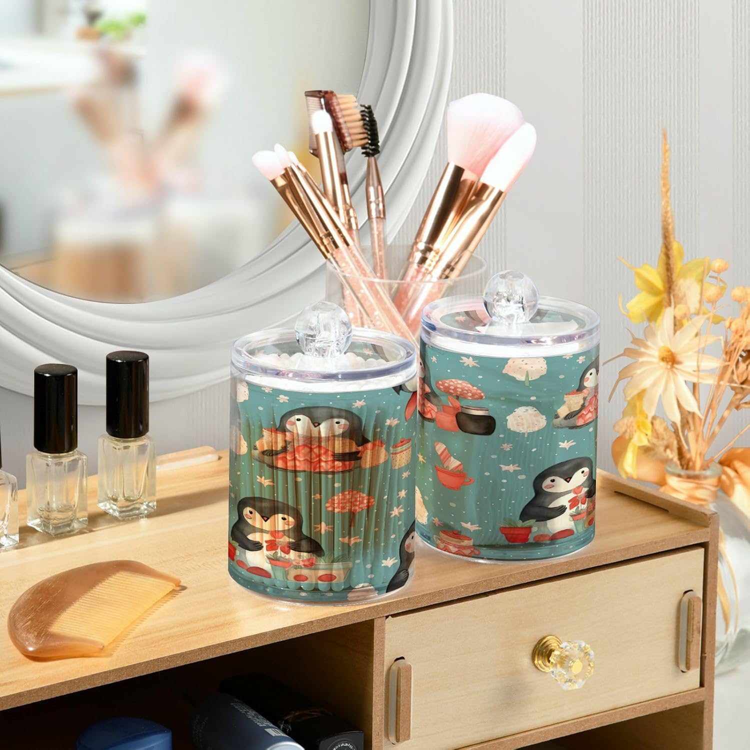 YETTASBIN 2 Pack Clear Plastic Storage Jars for Bathroom and Kitchen