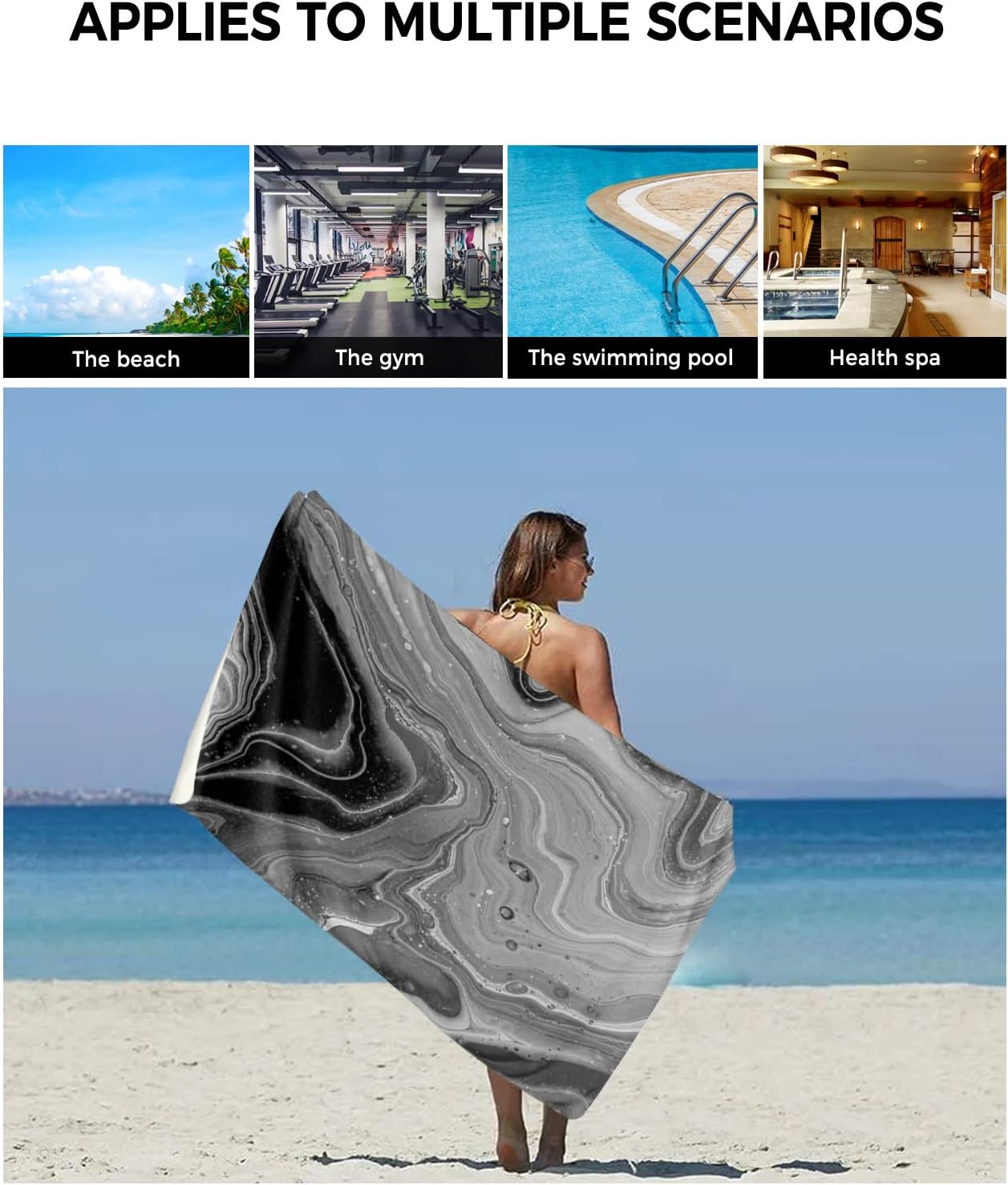 Shine-Home Black Grey Microfiber Towel Set