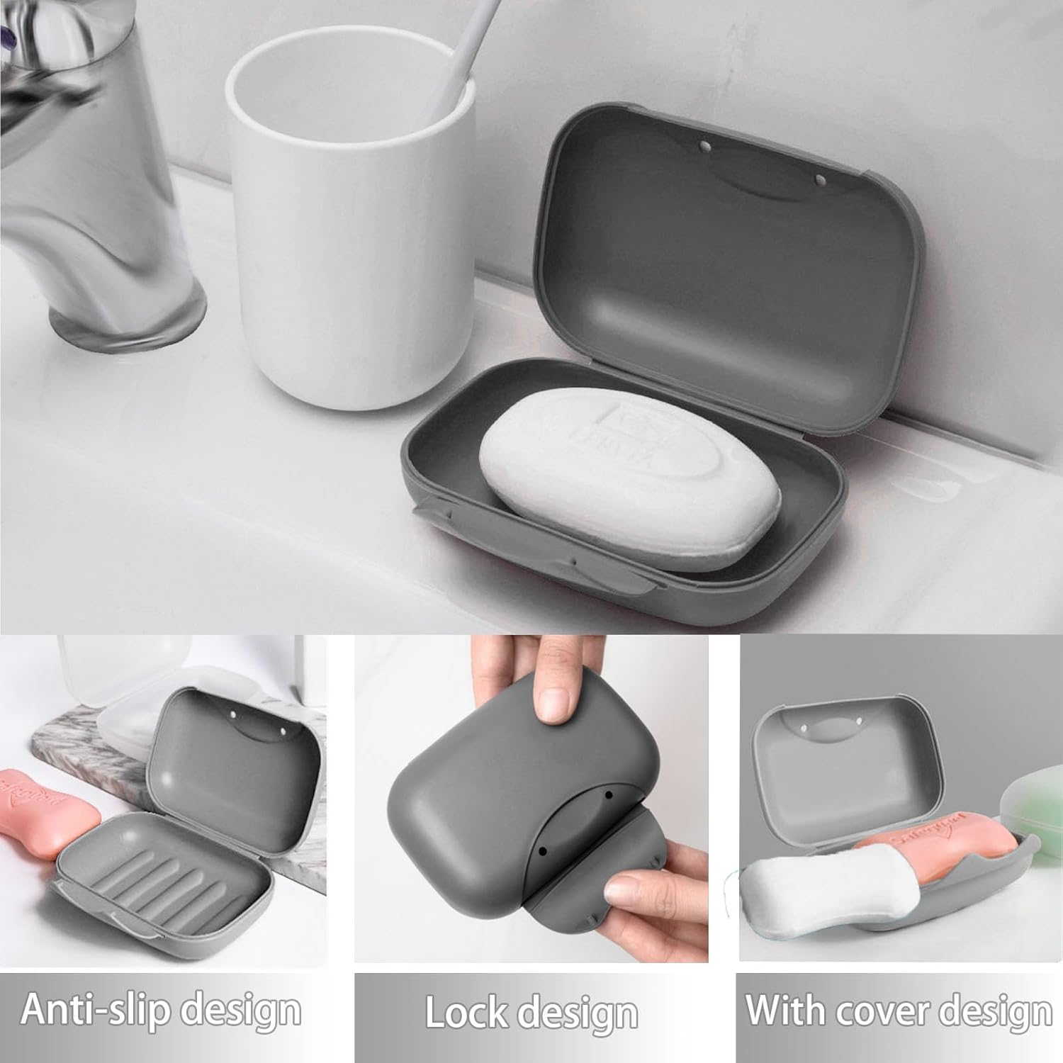 Enforose Leakproof Soap Dish with Lock and Lid