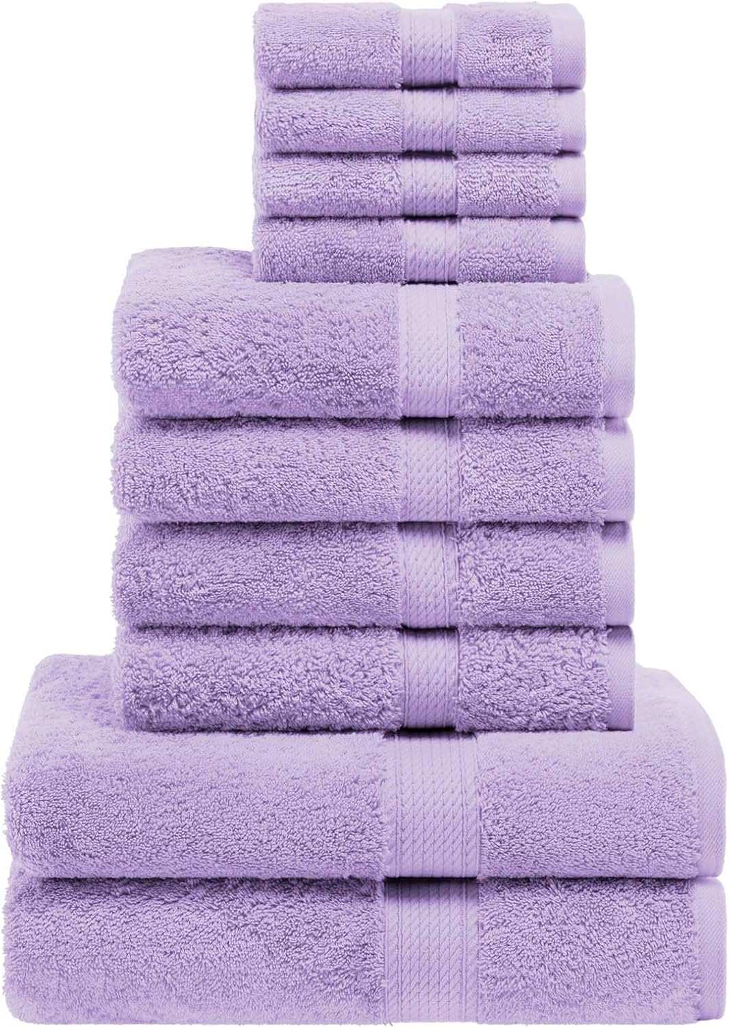 Superior Egyptian cotton pile 10 piece towel set purple 1