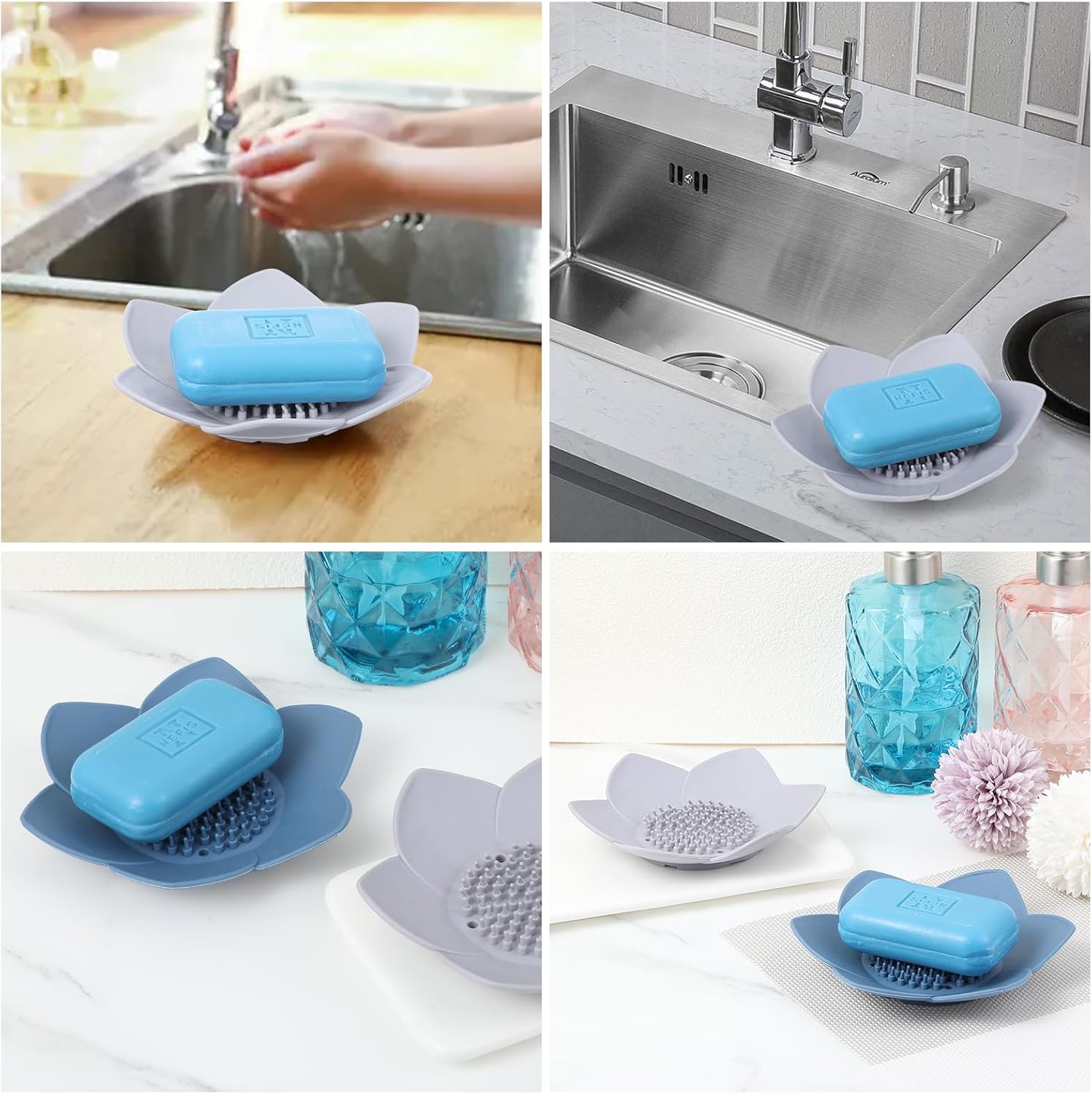 Ouligay 2 Pcs Silicone Soap Holder with Drainage