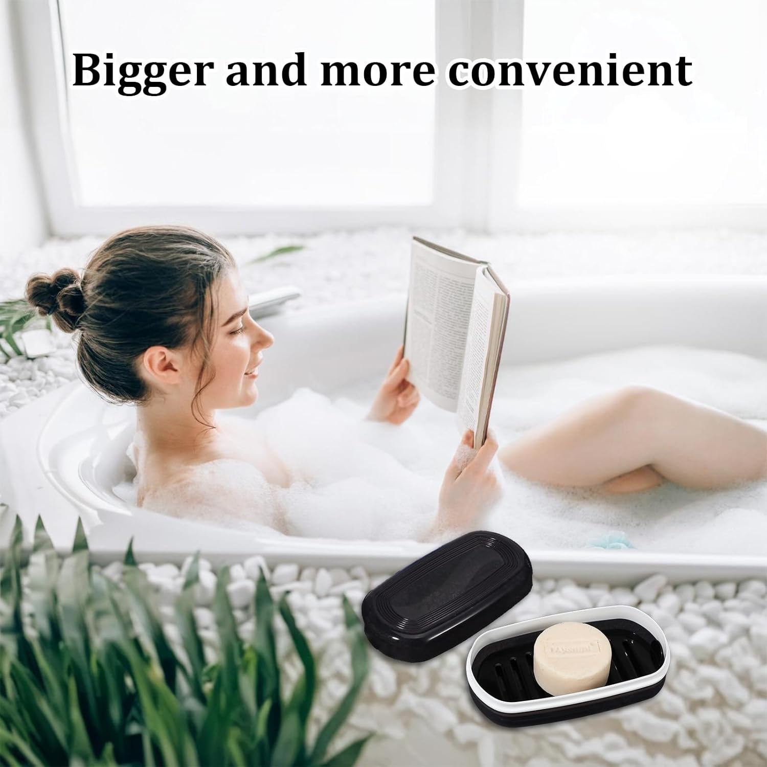 Kifmurase Large Black Shampoo Bar Holder with Drainage Dish