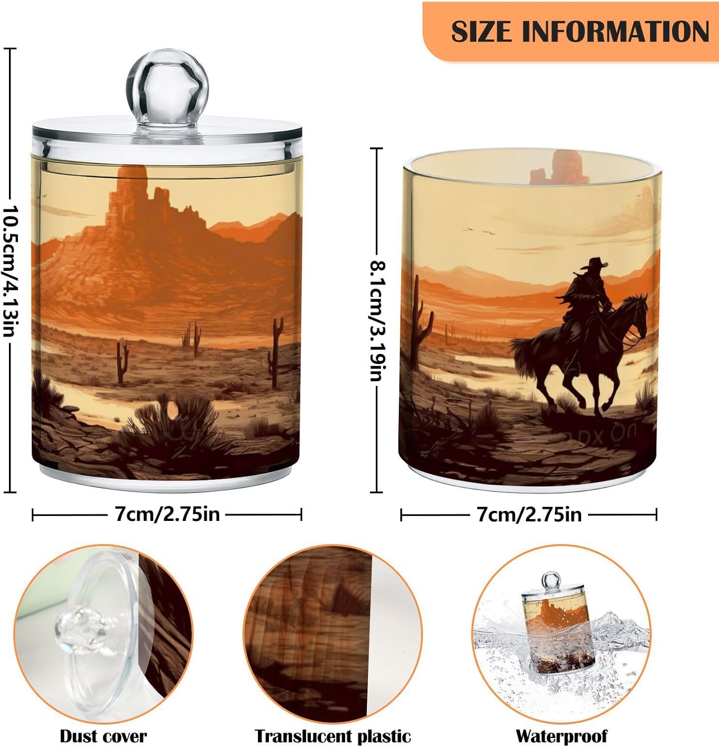 YETTASBIN 2 Pack Clear Plastic Apothecary Jars for Cotton Swabs Cotton Balls
