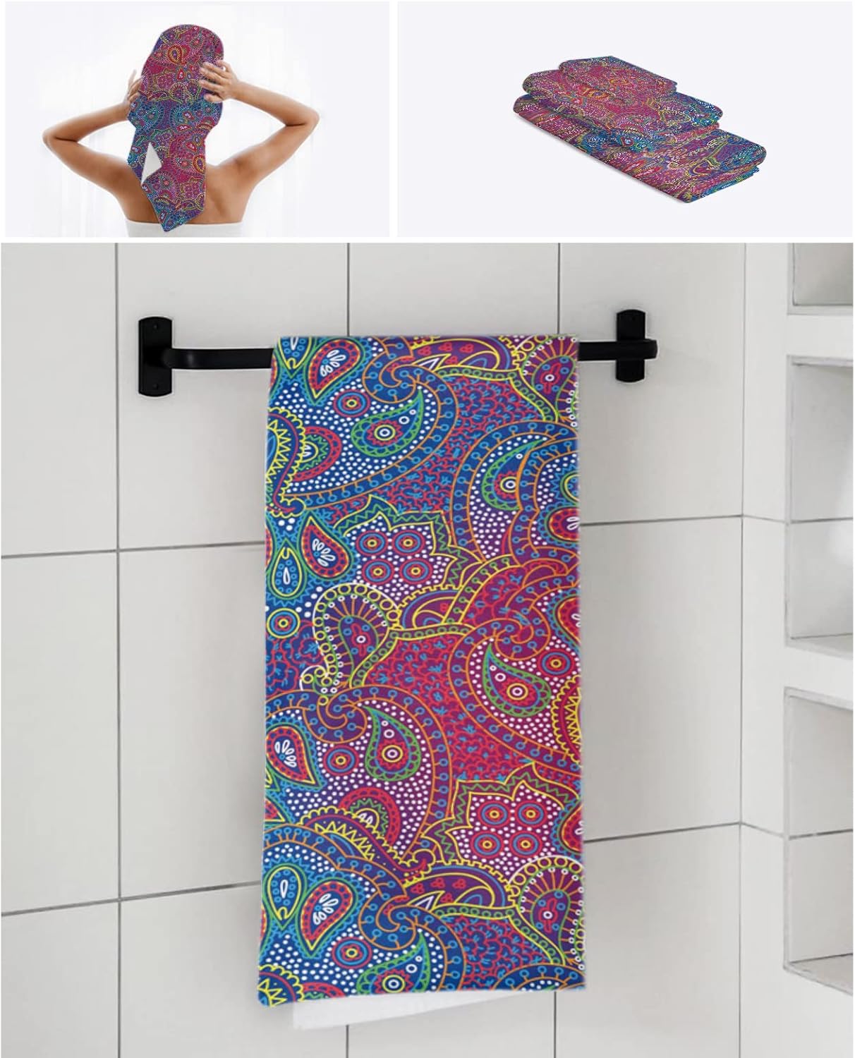 Shine-Home India Paisley Towel Set for Hotel Quality