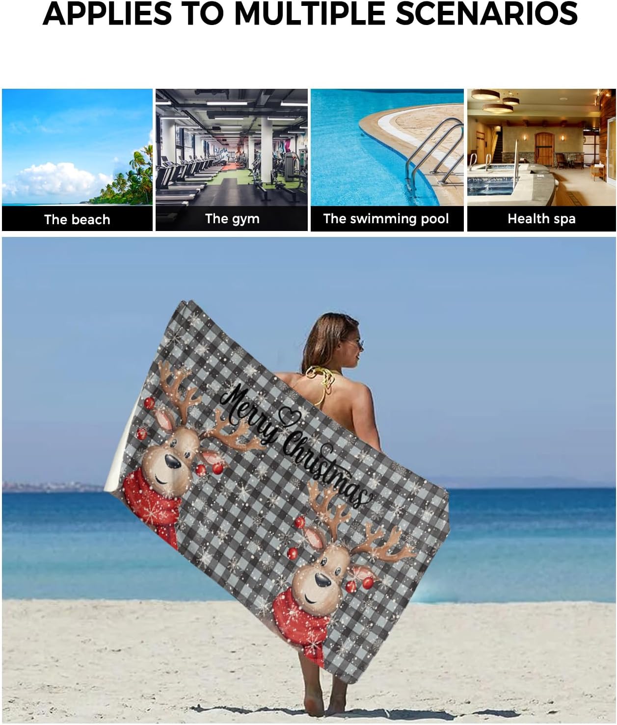ZOE GARDEN Christmas Grey Bathroom Towel Set 3-PC