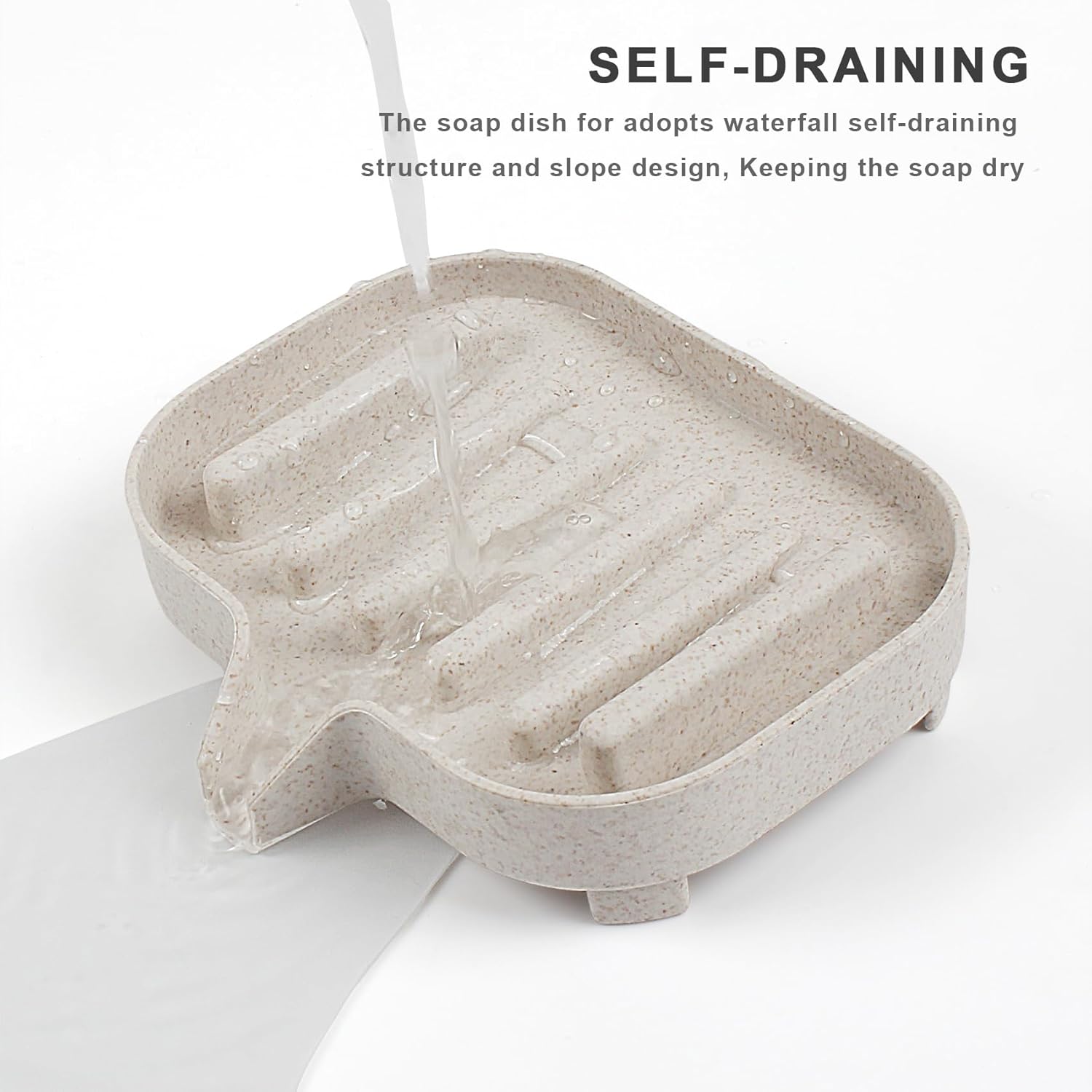 Self Draining Plastic Soap Dish 2-Pack for Bathroom and Shower