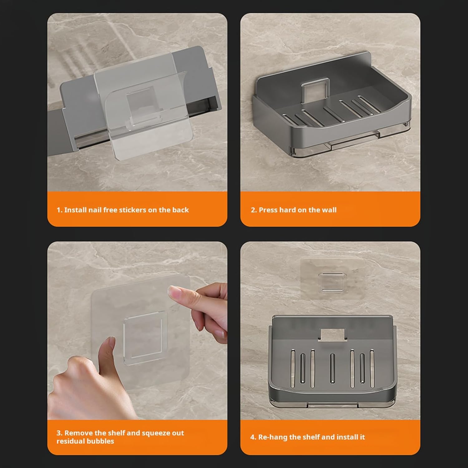 2Pcs Wall Mounted Soap Dish with Drip Tray and Anti-Slip Design