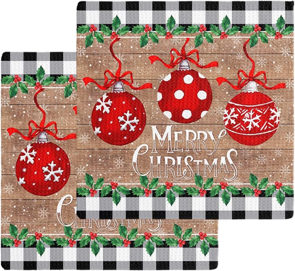 Falaniique Red Waffle Dish Towel Set of 2