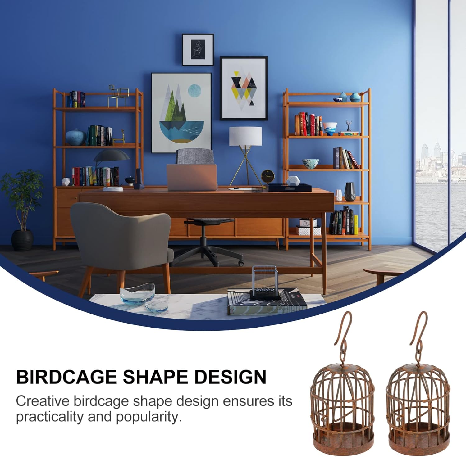 YARNOW 2pcs Miniature Bird Cage Decorative Lantern