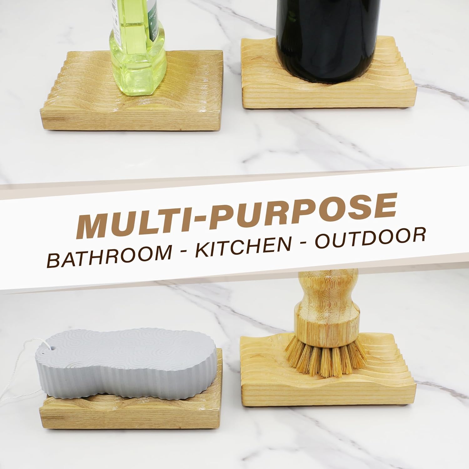 ENKEZI 2-Pack Wooden Soap Dish for Shower and Bath