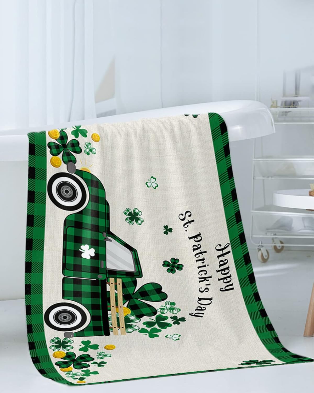 ZOE GARDEN St Patricks Plaid Towel Set 1
